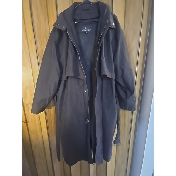 London Fog Black Trench Coat Jacket Men’s Size 44 Short Vintage Black Lining - Picture 1 of 13